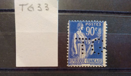 FRANCE TIMBRE TG 33 INDICE 5 SUR 365  PERFORE PERFORES PERFIN PERFINS PERFO PERFORATION PERFORIERT - Used Stamps