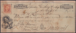 E6505 US USA 1869 BANK CHECK + REVENUE STAMPS. - Chèques & Chèques De Voyage