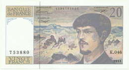 FRANCE - 20 Francs - 1993 - P 151.g - Série K. 046 - Claude Debussy - Sign. D. Bruneel, J. Bonnardin, C. Vigier - 20 F 1980-1997 ''Debussy''