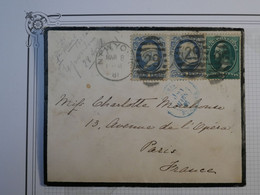 C. ETATS UNIS  BELLE LETTRE RARE  1881 NEW YORK A PARIS FRANCE   + PAIRE N°39  +++ AFFR.INTERESSANT ++ - Cartas & Documentos