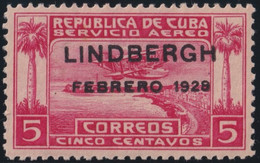 1928-177 CUBA REPUBLICA 1928 MLH LINDBERGHT “SMALL H” POSITION. - Neufs