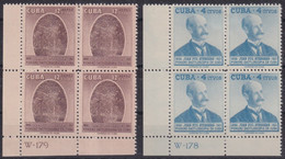 1957-480 CUBA REPUBLICA MLH 1957 STEEGERS DACTILOSCOPY BLOC 4 PLANTE NUMBER. - Unused Stamps