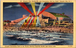 New Jersey Atlantic City Auditorium And Convention Hall By Night 1948 Curteich - Atlantic City