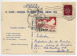 Portugal Carte Postale Avec Vignette Et Cachet A Date Expo Philatelique Porto 1950 Cinderella On Cover Comm. Pmk. Oporto - Emissioni Locali