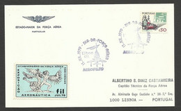 Portugal Carte Avec Vignette 1979 Expo Aeronautique Anniversaire Armée De L' Air Cinderella On Cover Airforce Airshow - Lokale Uitgaven