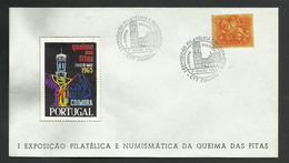 Portugal Vignette Et Cachet Commémoratif  Expo Philatelique Queima Das Fitas Coimbra 1965 Cinderella On Cover - Ortsausgaben