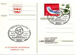 56423 - Bund - 1976 - 40Pfg Unfall GAKte M ZusFr SoStpl KOELN - ... OLYMPISCHE SPIELE '76 -> INNSBRUCK (Oesterreich) - Invierno 1976: Innsbruck