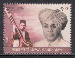 India MNH 2022, Sawai Gandharva, Hindustani Classical Vocalist From Karnataka. Music Instrument, - Ongebruikt