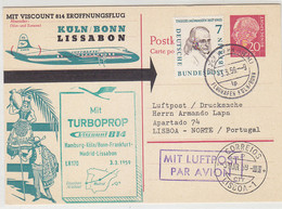 Privat-GS? Luftpost Aus WAHN FUGHAFEN KÖLN/BONN 3.3.59 Nach Lissabon / Erstffug - Postales Privados - Usados