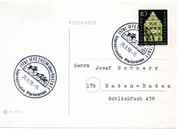 56443 - Bund - 1958 - 10Pfg Eichendorff EF A Kte SoStpl IFFEZHEIM - INTERNATIONALES PFERDERENNEN -> Baden-Baden - Hippisme