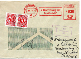 56447 - Bund - 1968 - 30Pfg AbsFreistpl A FensterBf HAMBURG - ..., Nachges -> KRUMPENDORF (Oesterreich), M 2@70g Porto - Strafport