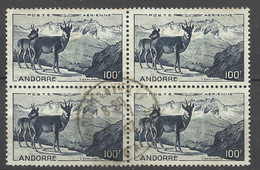 Andorre  Bloc De 4   Du   Poste Aérienne    N° 1   Oblitérés     B/TB   Rare    ! ! !      Voir Scans    Soldé ! ! ! - Luchtpost