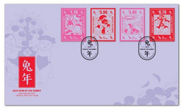 NEW ZEALAND 2023 New Zealand ,Chinese New Year ,Year Of The Rabbit,Zodiac,Jade Emperor, 4v Stamp FDC(**) - Oblitérés
