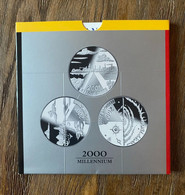 BELGIQUE M/PS7 Set Millenium 3 X 200 Francs ARGENT 2000 *QP* Albert II (dans Son ETUI D'origine !) PROOF - 200 Francs