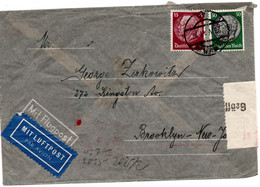 56456 - Deutsches Reich - 1941 - 50Pfg Hindenburg MiF A LpBf M Dt Zensur WIEN -> Brooklyn, NY (USA), M Zwangsname "Sara" - Guidaismo