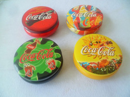 Vintage ! Complete 4 Sets Of Coca Cola Coasters With Round Tin Box - Coasters