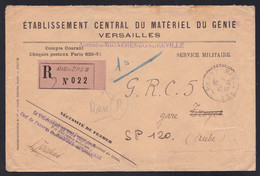 RECOMMANDEE SERVICE MILITAIRE - Genie Versailles ( Griffe Annexe De Mignères Condreville ) Poste Aux Armées 39 - 3 Scans - Oorlog 1939-45