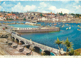 Postcard Channel Islands Guernsey Town And Harbour Of St Peter From Castle Cornet - Guernsey