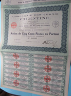Cie Des VERNIS VALENTINE - Gennevilliers ( Voir / See SCANS ) N° 013065 > Action De 500 Francs ! - Industrie