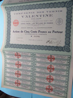 Cie Des VERNIS VALENTINE - Gennevilliers ( Voir / See SCANS ) N° 013066 > Action De 500 Francs ! - Industrie