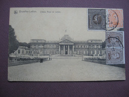 CPA BRUXELLES LAEKEN Chateau Philatélie 4 Timbres Dont OLYMPIADE 1920 RARE Timbre GUERRE DESTRUCTION NIEUPORT NIEWPOORT - Laeken