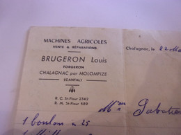 ♥️ CANTAL AUVERGNE CHALAGNAC PAR MOLOMPIZE L BRUGERON MACHINES AGRICOLES - 1900 – 1949