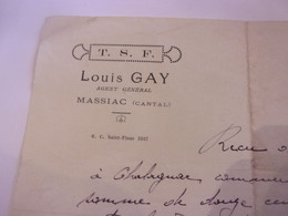 ♥️ CANTAL AUVERGNE MASSIAC LOUIS GAY TSF AGENT GENERAL - 1900 – 1949