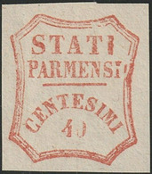 Parma 1859 - Governo Provvisorio 40 C. Vermiglio Ben Marginato Raro Lusso Certificato - Sassone N.17 - Parma