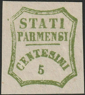 Parma 1859 - Governo Provvisorio 5 C. Verde Giallo Ben Marginato Raro Lusso Certificato - Sassone N.13 - Parme