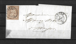 1854-1862 HELVETIA / STRUBEL (Ungezähnt) → Vorort-Briefhülle MORGES    ►SBK-22B3.IV / Guter Schnitt◄ - Storia Postale