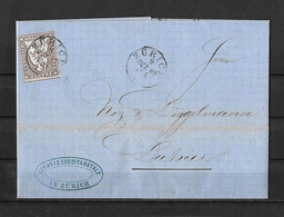 1854-1862 HELVETIA / STRUBEL (Ungezähnt) → Vorort-Faltbrief Schw.Kreditanstalt Zürich   ►SBK-22B4 Super Schnitt◄ - Briefe U. Dokumente