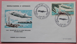 FDC - NOUVELLE CALEDONIE 1969 AVIATION OUVERTURE DE LA LIGNE REGULIERE NOUMEA PARIS YT PA 109 - Covers & Documents