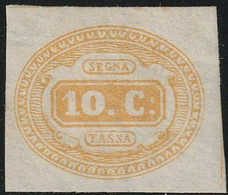 Segnatasse 10 C. Arancio Ben Marginato Raro Certificato - Sassone N.1b - Strafport