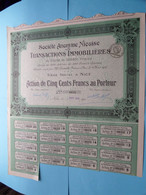 Soc. An. Niçoise De Transactions Immobilières - Nice ( Voir / Zie Scan ) Action De 500 Francs > N° 0633 ! - M - O