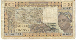 Banque Centrale Etats Afrique De L'Ouest - 1000 Francs - 1981 - Dans L'état - Andere - Afrika