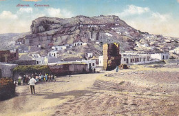 CPA ALMERIA- THE CAVES, PEOPLE IN VINTAGE CLOTHES, MILITARY CENSORED WW1 - Almería