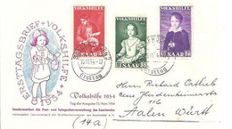 Sarre FDC Sur Enveloppe Volkshilfe Aide à L'Enfance 15 Nov 1954 - FDC