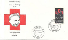 Sarre FDC Sur Enveloppe Rote Kreuz Croix Rouge 05 Mai 1955 - FDC