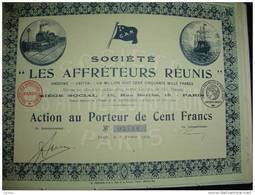 Action"Les Affréteurs Réunis" Paris 1919 Transport Soc.maritime (train,bateau)Excellent état,reste Des Coupons. - Verkehr & Transport