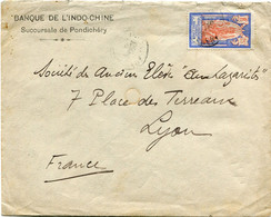 INDE FRANCAISE LETTRE DEPART PONDICHERY ?-?-? POUR LA FRANCE - Cartas & Documentos