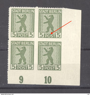 Allemagne  -   Berlin Und Brandenburg  :  MI  1AB  PF XII  **   Variété:  O De POST Ouvert Dans Bloc De 4 - Neufs