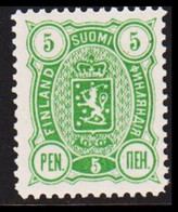 1889. Coat Of Arms. "Three-numbered". Perf. 12½. 5 P. Green. Never Hinged. LUXUS. (Michel 28A) - JF528330 - Neufs