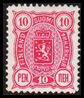 1889. Coat Of Arms. "Three-numbered". Perf. 12½. 10 P. Red. Hinged.  (Michel 29Ab) - JF528331 - Ungebraucht