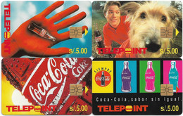 Peru - Telepoint - Coca Cola Complete Puzzle Set Of 4, 1993, 5Sol, 50.000ex, All Used - Peru