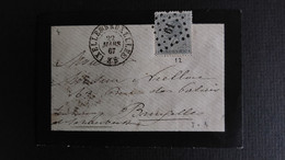 LETTRE 1867 BRUXELLES (BELGIQUE) LEOPOLD II ETOILE CAD BRUXELLES (BELGIQUE) - 1866-1867 Petit Lion