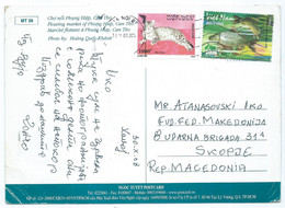 Vietnam NGOC TUYET Postcard Mekong Delta 2008 Via Macedonia,stamp Motive : Cats/chats,fish/poisons - Vietnam