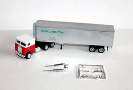 CAMION POIDS LOURD 1/87 - TRANSPORT: BURLINGTON ROUTE - TRACTEUR + SEMI REMORQUE - AUTOMOBILE MINIATURE (1712.21) - Schaal 1:87