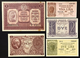 1 1918 + 2 1939 + 1 - 2 - 5 - Lire 1944 Ottime Conservazioni  LOTTO 4301 - Collezioni