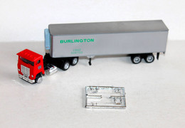 CAMION POIDS LOURD 1/87 TRANSPORT BURLINGTON TRUCK LINE TRACTEUR + SEMI REMORQUE - AUTOMOBILE MINIATURE (1712.22) - Escala 1:87