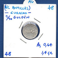 Curaçao - 1/10 Gulden 1948 -  See Photos -  Km 48 - SILVER - Curaçao